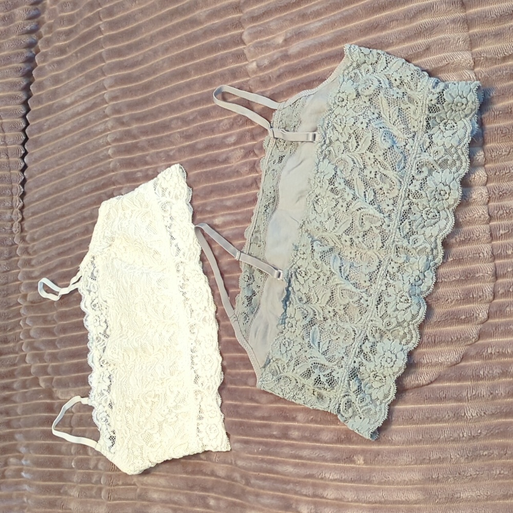 White and Gray Grace and Lace Bralettes